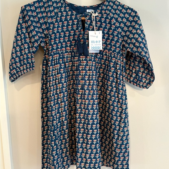 NWT Mer st Barth Sara floral print long sleeve popover dress size 8 - Picture 2 of 8